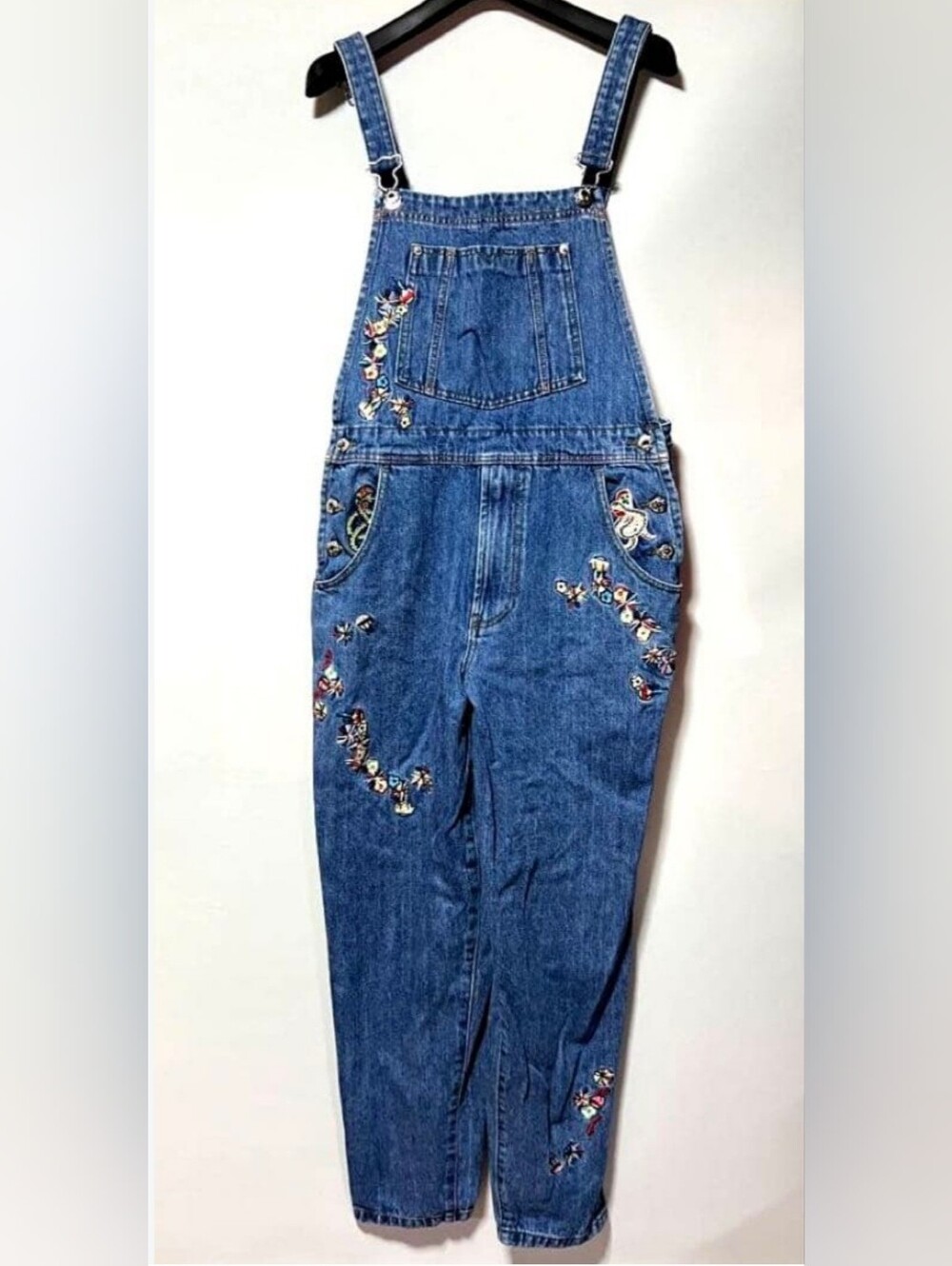 Diesel Blue Embroidered Denim Overalls - Women's Jeans